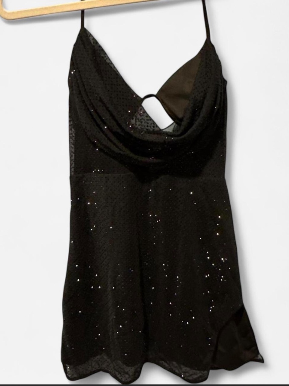 Oh Polly Black with Sequins Mini Dress